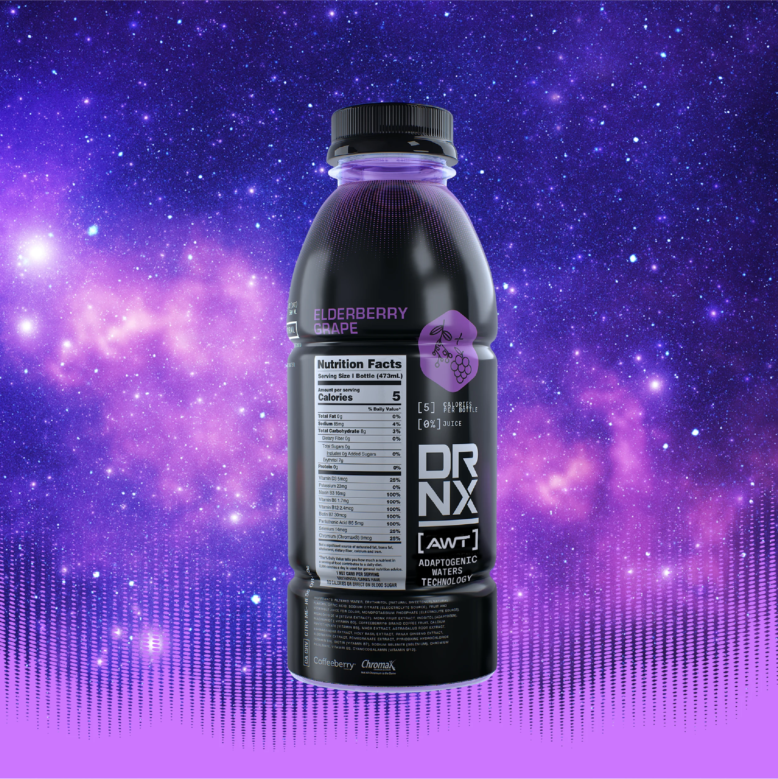 DRNX Adaptogenic Waters - Elderberry Grape - 12 Pack