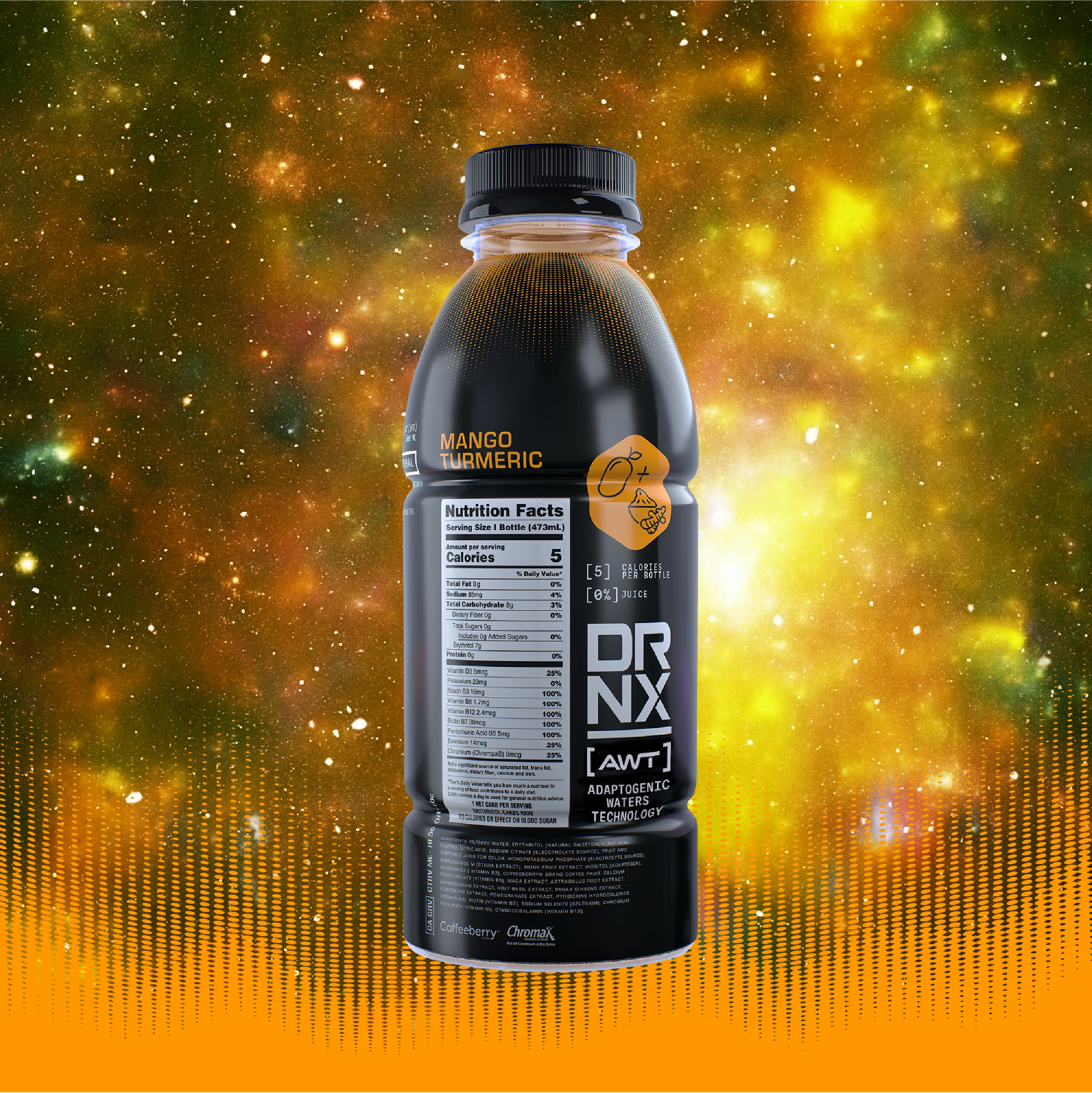 DRNX Adaptogenic Water - Mango Turmeric - 12 Pack