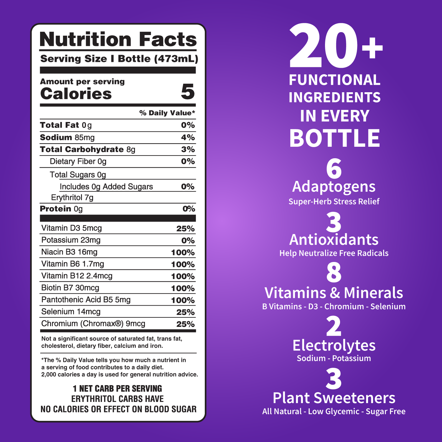 DRNX Adaptogenic Waters - Elderberry Grape - 12 Pack
